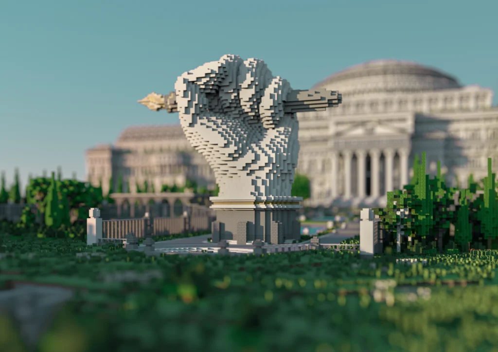 Imágenes de The Uncesored Library. Un proyecto de biblioteca virtual creada en Minecraft con el fin de reunir artículos de todo el mundo que hayan sido censurados. Se puede consultar toda la información en su web: https://www.uncensoredlibrary.com/en